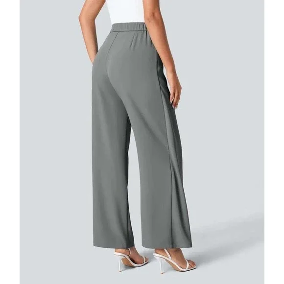 Halara Flex High Waisted Tie Side Wide Leg Work Pants, Medium Regular, Grey - Picture 2 of 13